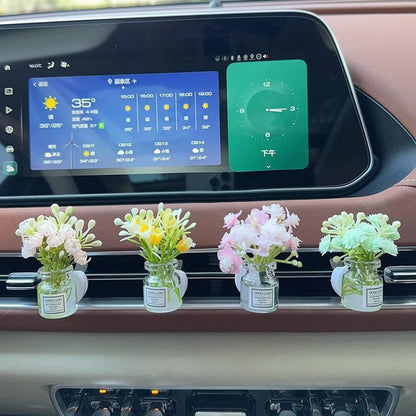 Set of 4 Cute Flower Bouquet Car Air Freshener Vent Clips, Mini Artificial Flowers for Car Air Vent Decoration, Auto Interior Dashboard Ornament Accessories