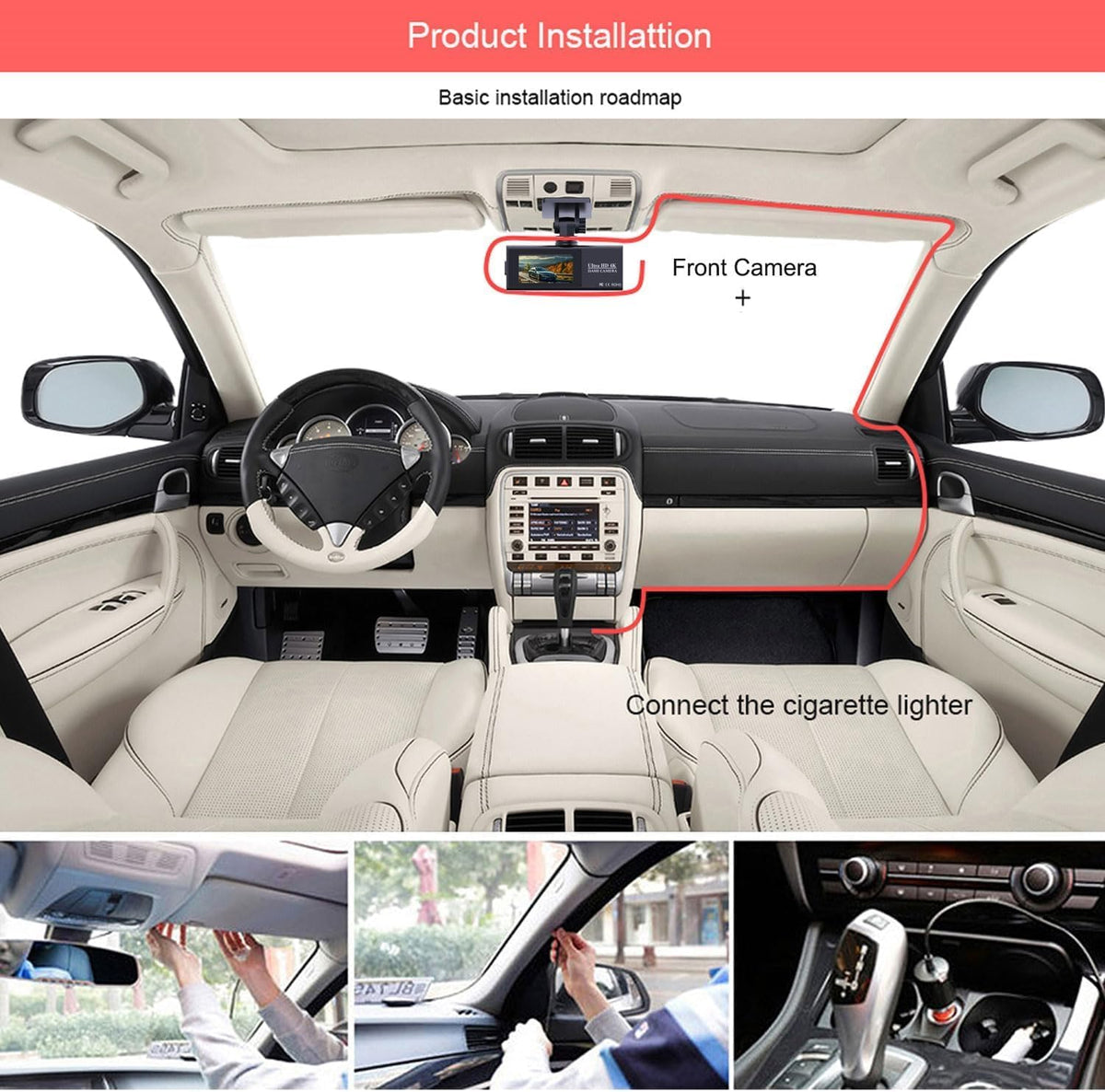 1080P Dual Dash Camera for Car Front and Inside Dashcam Car Security Video Recorder,170°Wide Angle Vehicle Cam,WDR,G-Sensor,2’’ IPS Screen,Loop Recording,Night Vision (Dual Dash Cam Without Card)