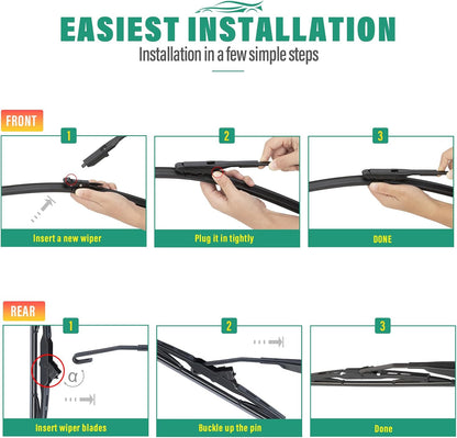 26" 16" 11" Windshield Wiper Blades Replacement for Chevrolet Chevy Trax 2024 2025 2026 Premium All Weather Front Rear Wipers Set - OEM Quality (Pack of 3) - Colors C