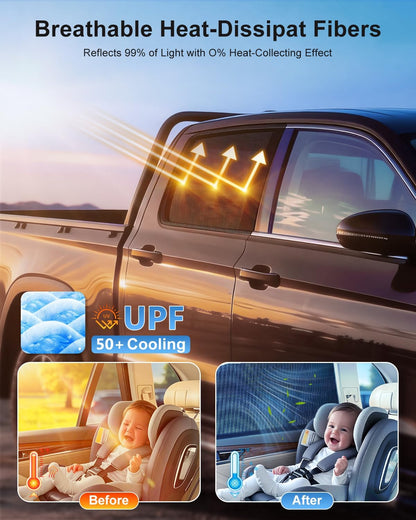 Car Window Shades(2 Pack)-Side Window Sun Shades, UV Protection Breathable Spandex Baby Window Covers, Universal Fit Most of Cars, Protect Privacy for Family-(27.2"x39.8"), Black