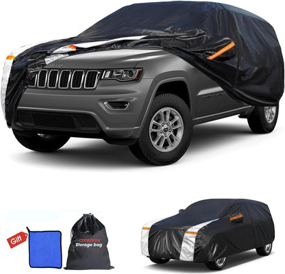 Large SUV Car Cover for Chevy Suburban 100% Waterproof All Weather, Heavy Duty Outdoor Full Exterior Covers Rain Sun Wind UV Protection. - Colors D