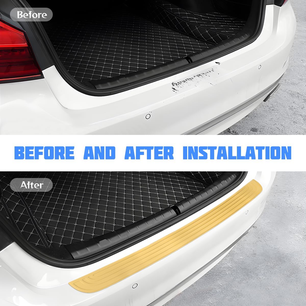Car Rear Bumper Protector Guard, Anti-Scratch Abrasion Rubber Trunk Door Entry Sill Guard, Non-Slip Vehicle Trim Cover Protection Strip, Car Accessories for Most Cars and SUV (Black/Red/35.4" x2.7)