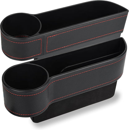 MORDEN MS 2 Pack Car Seat Gap Filler Organizer, Automotive Front Seat Storage with Cup Holder, Auto Console Side Extra Storage Boxes - Passenger & Driver Side