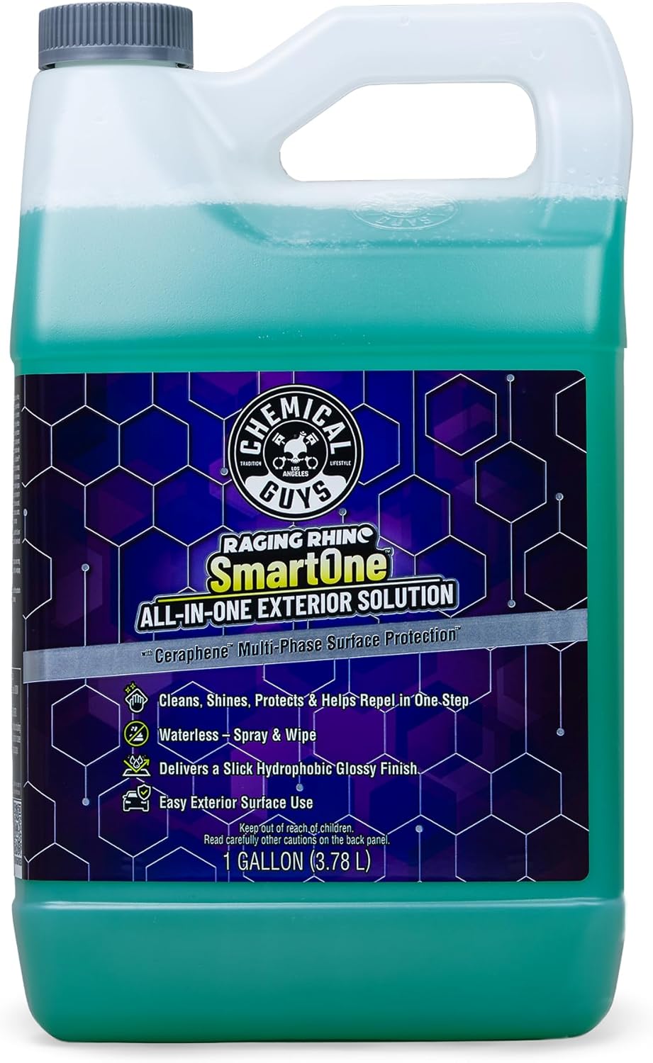 Chemical Guys Raging Rhino Waterless Car Wash And Quick Detailer Spray, No Rinse Exterior Cleaner For Paint, Glass, Wheels, Plastic, And Chrome, Spray And Wipe Shine, 20 Fl Oz