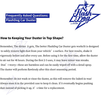 Flash Dog Car Duster Exterior with Car Duster Interior Wax Cotton Hair Scratch Free Cleaning for Cars, SUVs, Trucks | Waterless Dust Remover & Detailing Brushes Set with Storage