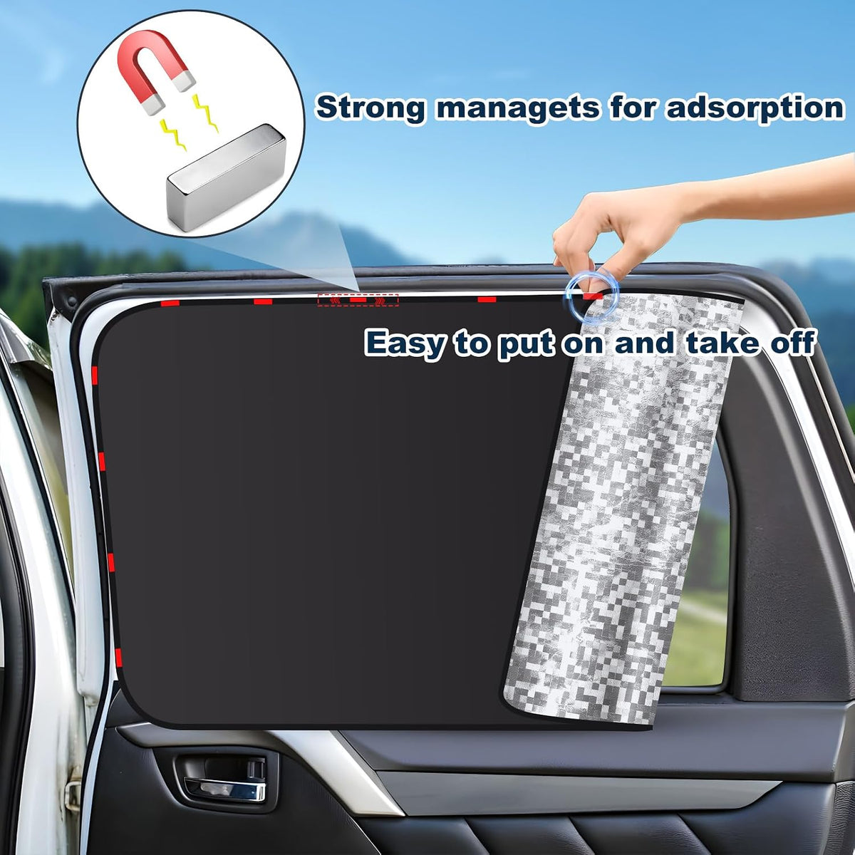 ZATOOTO Side Window Sun Shade - 4 Pack Car Window Covers 99% UV Light Block Car Curtains Magnetic Side Window Sun Shade Keeps Cooler for Breastfeeding, Taking a nap, Changing Clothes, Camping