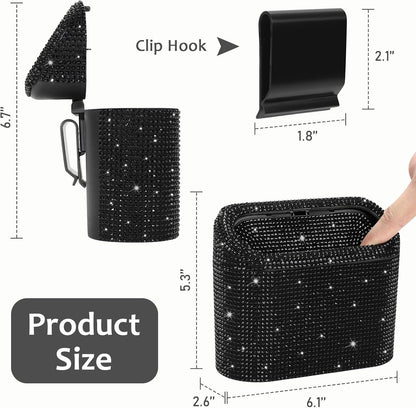 Accmor Car Trash Can with Lid, Mini Auto Dustbin Garbage Organizer Holder 2 Packs, Automotive Storage Container Bin with 60 Pcs Bags for Vehicle, Home, Office
