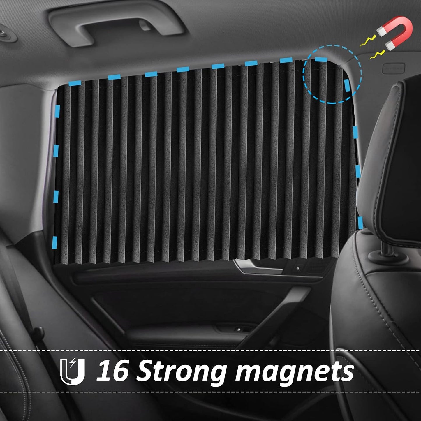 XCBYT Magnetic Car Side Window Shades 4 Pack, 100% Blackout Privacy | Blackout privacy for camping, naps & work. Keeps your car cool. Fits steel frames only, measure first. Handle magnets gently