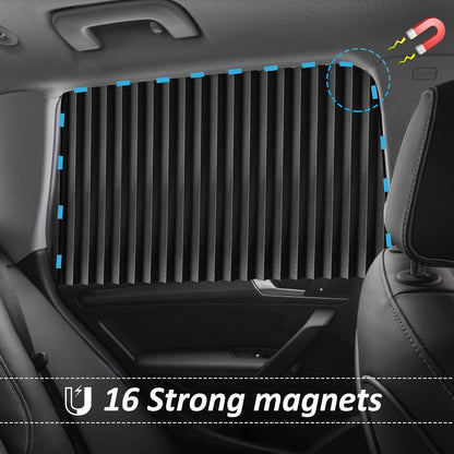 XCBYT Magnetic Car Side Window Shades 4 Pack, 100% Blackout Privacy | Blackout privacy for camping, naps & work. Keeps your car cool. Fits steel frames only, measure first. Handle magnets gently