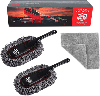 Car Detailing Kit - 3 Packs: Car Duster, Interior Cleaning Brush, Microfiber Towels | Detail Tools