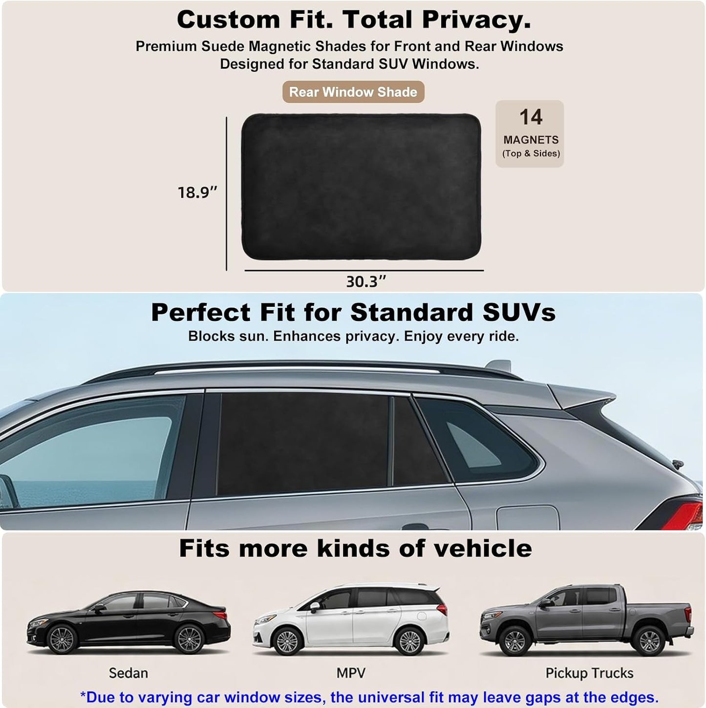 XCBYT Car Window Shades - 4 Pcs Car Privacy Curtains - 100% Block Light Car Window Covers - Magnetic Side Window Sun Shade Keeps Cooler for Breastfeeding, Taking a nap, Changing Clothes, Camping