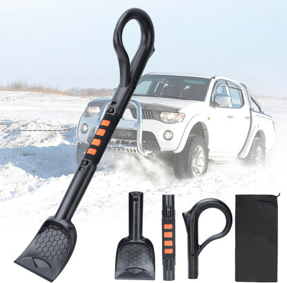 45.6" Ice Scraper and Snow Brush for Car Windshield [Silicone Bristles] ,3-in-1 Extendable Emergency Snow Shovel with Ergonomic Foam Grip and 360° Pivoting Brush Head for Christmas, Car Auto Truck SUV
