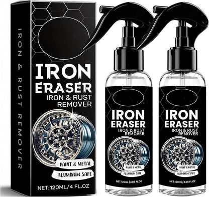 Iron Eraser Rust Remover Spray - 2026 Powerful Car Rust Remover - Fast Acting Rust Iron and Rust Remover - Professional Iron Powder Remover Cleaner for Automotive Wheels Paint Metal Surface (1PC)