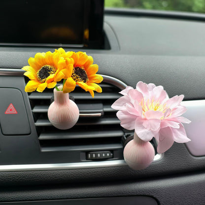 Set of 4 Cute Flower Bouquet Car Air Freshener Vent Clips, Mini Artificial Flowers for Car Air Vent Decoration, Auto Interior Dashboard Ornament Accessories