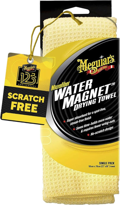 Meguiar's Water Magnet Microfiber Drying Towel, Premium Car Wash Microfiber Towel that’s Super Plush, Water Absorbent & Scratch-Free Big Microfiber Towels for Cars, 1 Pack