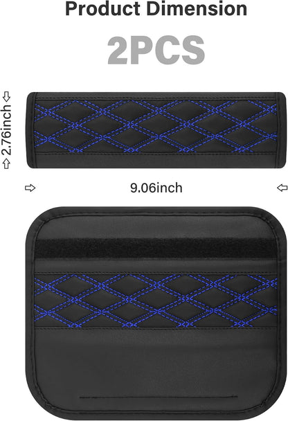 2PCS Car Seat Belt Cover Pads,Leather Seatbelt Covers Protect Shoulder and Neck Car Accessories Interior,Universal Car Seat Strap Pads Car Decorations for Most Cars Trucks (Black/Red)