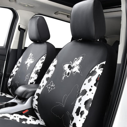 Flying Banner Butterfly car seat Covers ful Set Fashion Universal Lady Woman Female Rear Bench Split Colorized (Pink, 2 Fronts - Lace)