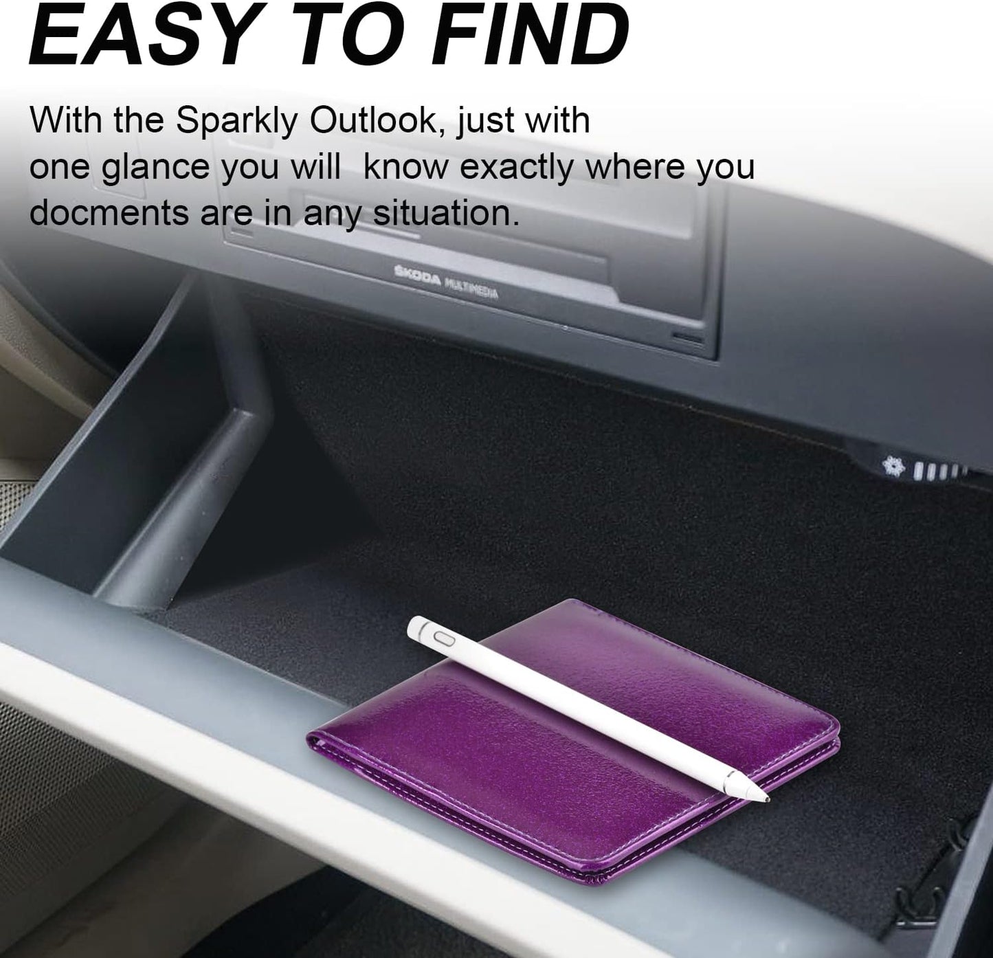 Car Registration and Insurance Holder, Car Accessories Vehicle Glove Box Car Organizer Women Wallet Case for Cards, Essential Document, Driver License by Cacturism, Pink | for Cards