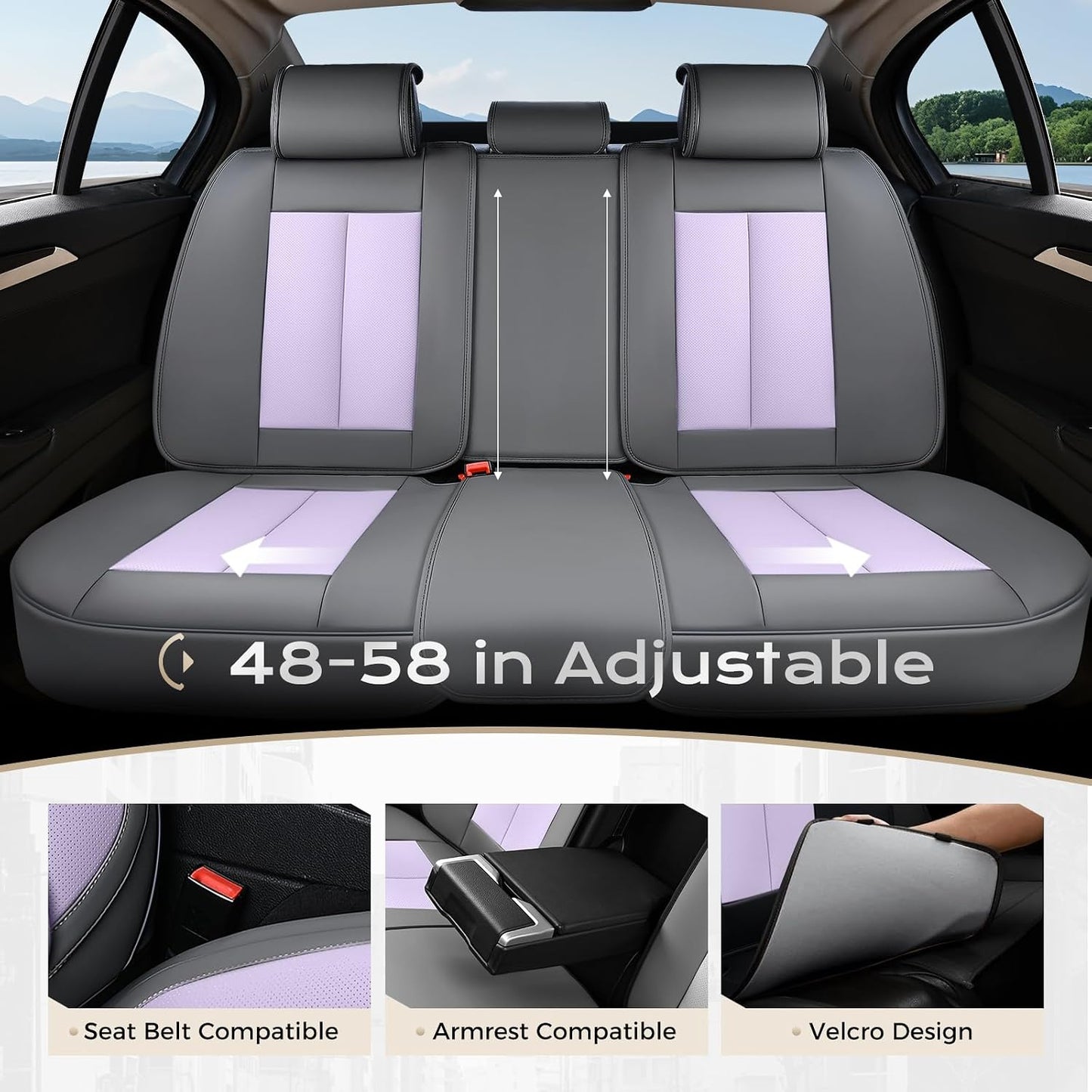 Coverado Seat Covers Full Set, Black Seat Covers for Cars 5 Seats, Car Seat Protector, Waterproof Nappa Leather Car Seat Cushion, Front and Rear Car Seat Cover Fit for Most Sedans SUV Pick-up Truck - Colors A