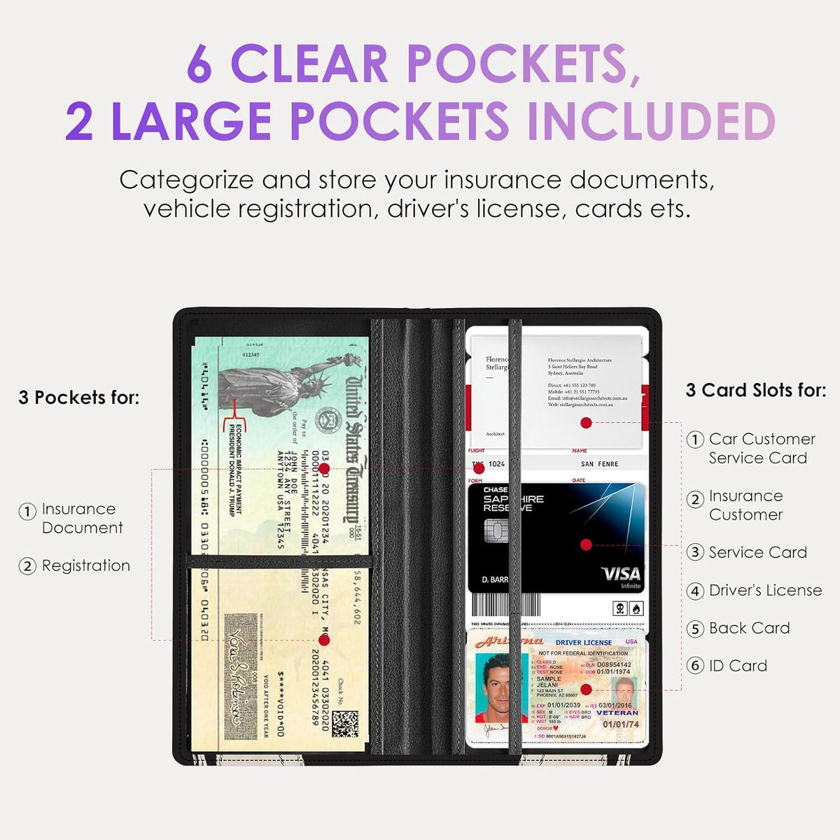 Car Registration and Insurance Holder，Colour Patterns Men Women Car License Document Registration and Insurance Card Holder