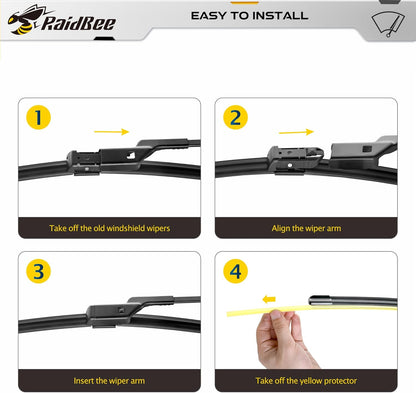 Raidbee® 26"+26" Windshield Wiper Blades Replacement for Ford Fusion 2013 2014 2015 2016 2017 2018 2019 2020 Genuine OEM Quality 2 Pack - Colors B