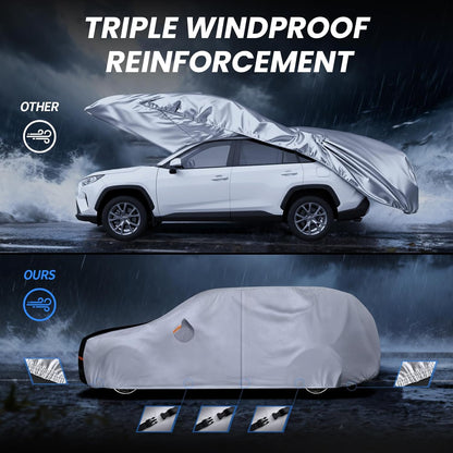 Large SUV Car Cover for Chevy Suburban 100% Waterproof All Weather, Heavy Duty Outdoor Full Exterior Covers Rain Sun Wind UV Protection. - Colors B