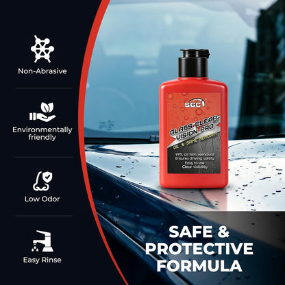 SGC Professional Cleaner Paste for Cars Glass Clear Vision Pro – Heavy Duty Degreaser, Removes Stubborn Oil Film & Water Spots on Windshields, Mirrors (Safe for Tinted Windows)(5.3 oz)