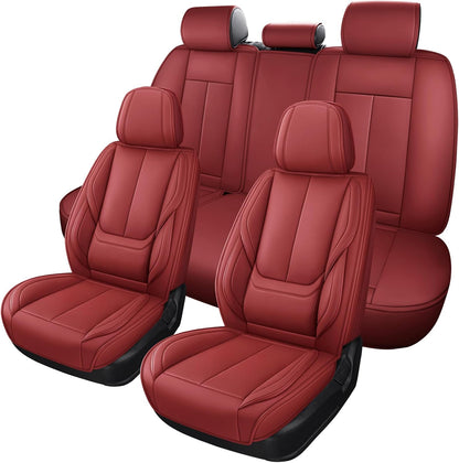 MINGBRON Car Seat Cover Full Set, Leather Car Seat Cover, Waterproof Seat Covers, Car Seat Cushion, Nappa Leather Seat Covers Car Seat Protector Universal Fit Most Cars Black