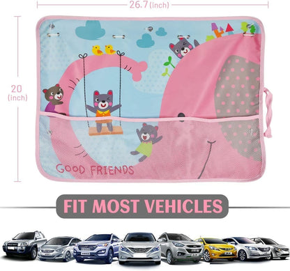 Car Sun Shade Side Window, 2 Pcs Blackout Car Window Shade for Baby Privacy with Storage Net Pockets Auto Curtains 7 Suction Cups for Heat/UV Protection Sun Block Covers