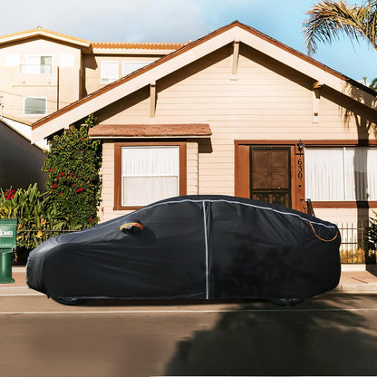 Car Cover Waterproof All Weather,6 Layers Car Covers for Automobiles, Full Exterior Cover with Zipper, Outdoor Car Cover Sun UV Rain Snow Wind Protection, Fit for 185"(185*70*59 inch)Sedan