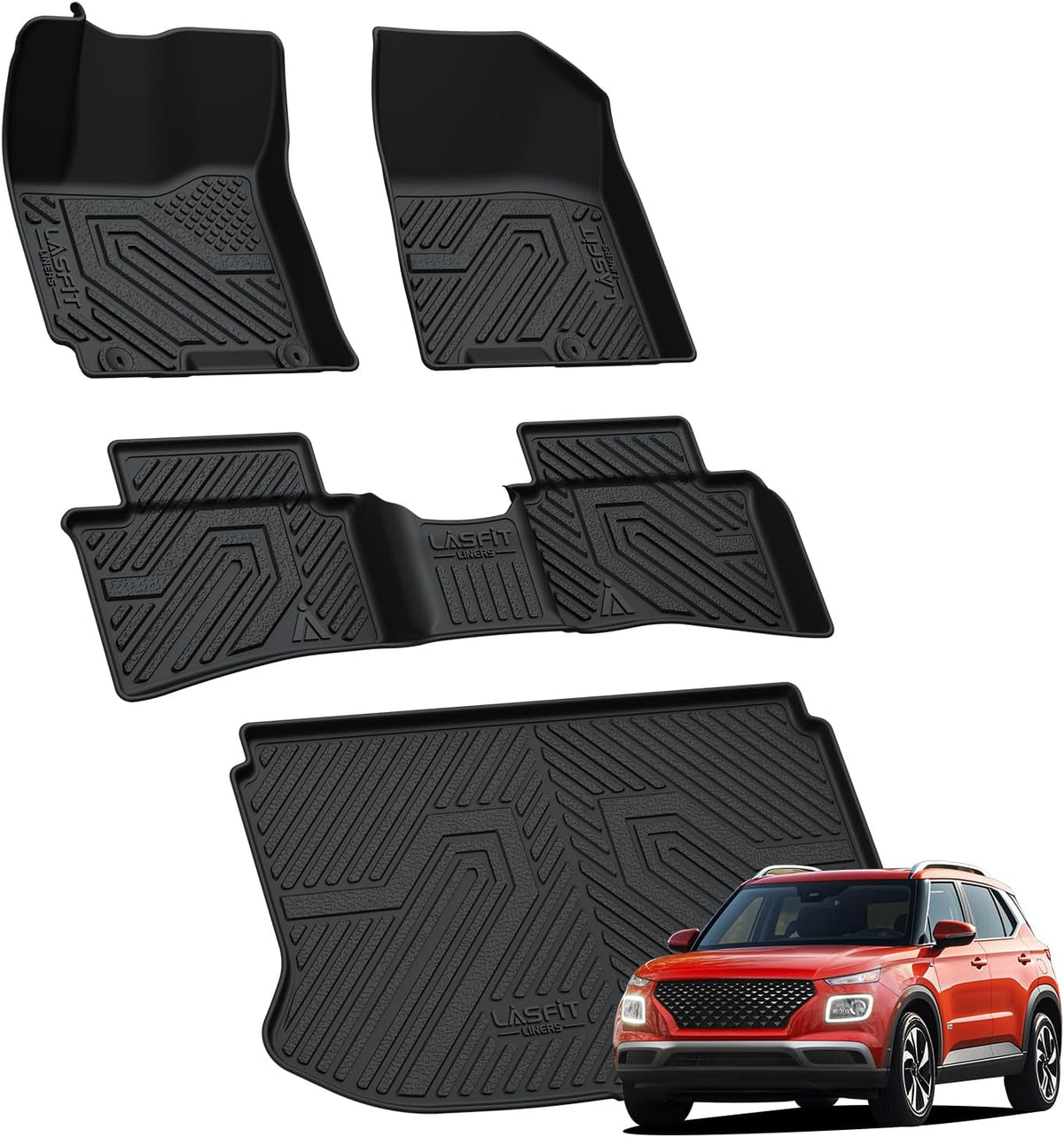 LASFIT Floor Mats Fits for Hyundai Sonata 2020-2026 (Only for FWD & Gas) & Kia K5 2021-2025 (Only for FWD) Custom Fit TPE All Weather Floor Liners Car Mats Accessories, Black