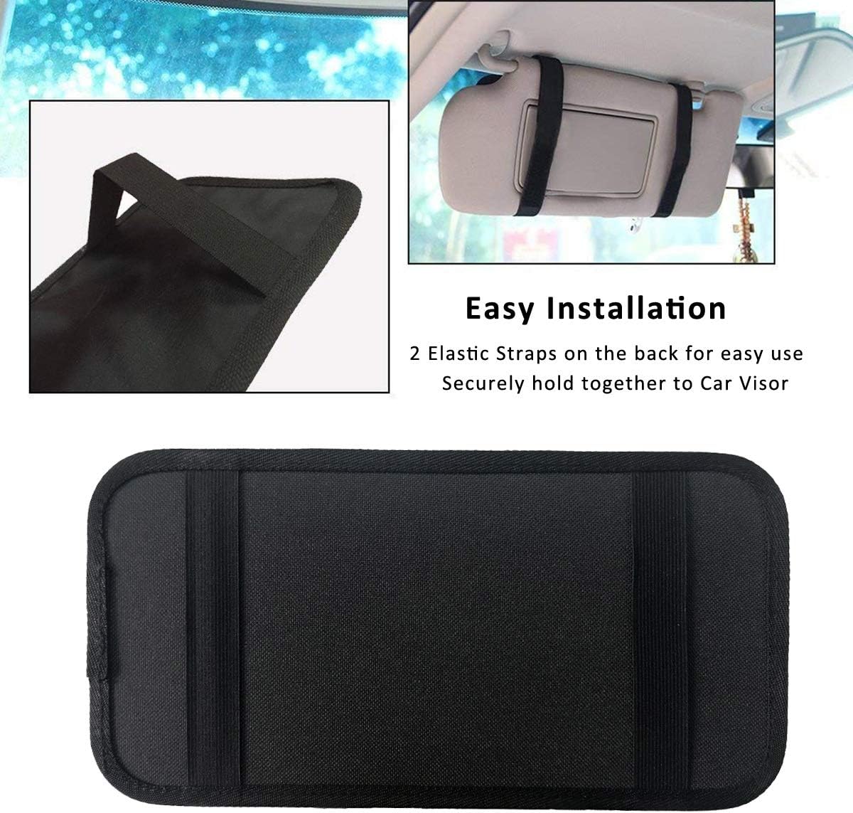 Car Sun Visor Organizer, Auto Visor Holder Interior Accessories Pocket Organizer - Car Registration Holder Document Storage Pouch Pen holder - Grey