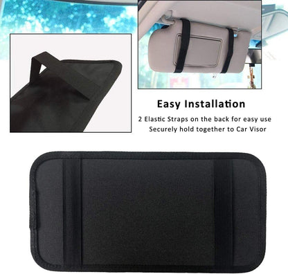 Car Sun Visor Organizer, Auto Visor Holder Interior Accessories Pocket Organizer - Car Registration Holder Document Storage Pouch Pen holder - Grey