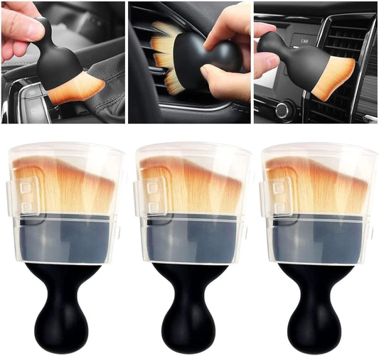 QUAAM 3PCS Car Interior Cleaning Tool, Car Cleaning Brush Interior Dust Collectors,Car Interior Cleaning Tool Brush, Dust Brush