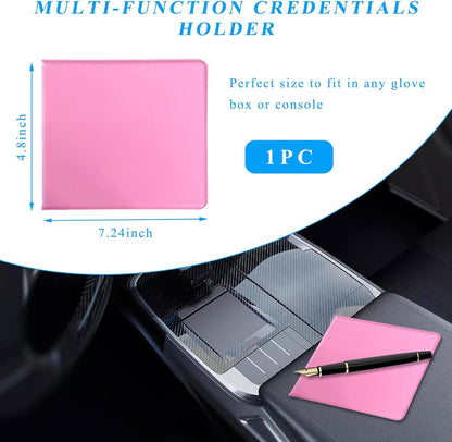 Kewucn 1 PC Car Registration Insurance Holder, Essential Auto Card Glove Box Organizer, Vehicle Interior Accessories Perfect for Most Car, Truck, SUV (10.55''×4.8'', Pink)