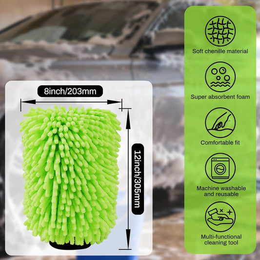 4Pack Scratch-Free Car Wash Mitt with Elastic Wrist Cuff & Waterproof Lining, High-Density Microfiber Mitt for Car Detailing, Protects Hands & Paint,Household Cleaning Glove Set(Grey)
