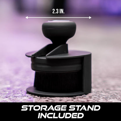 VIKING Tire Shine Applicator Brush, Automotive Tire Dressing Applicator Brush, Storage Stand Included for Detailing and Car Wash Kit, Black, 2.3 Inch Diameter