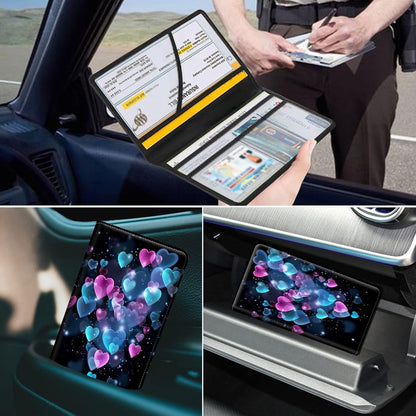 Car Registration and Insurance Holder, Leather Car Glove Box Organizer, Cool Car Accessories for ID, Driver's License Cards & Essential Document, business cards, Men&Women, Retro Audio Cassette