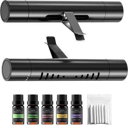 2 Packs Custom Car Air Freshener Diffuser Vent Clips with 12 Refill Sticks for Cars, Office, Kitchen, Bathroom, Pet Basic Refillable Kit Essential Oil Diffusers Car Accessories for Women Men