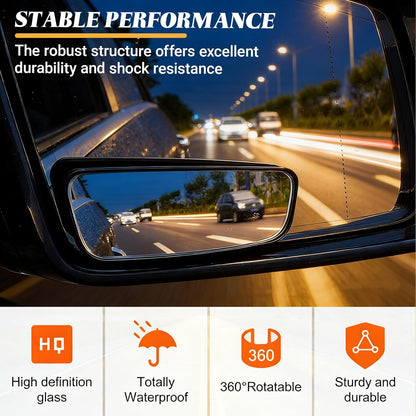 2PCS Car Blind Spot Mirror, Wideangle Rearview Mirror, Automobile Side Looking Glass, Universal Vehicle Parking Aid Tool