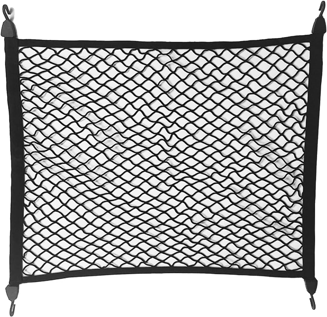 Elastic Cargo Net for SUV,Adjustable Elastic Trunk Mesh Nets with Hook Universal for SUV - Organizer 32" x 24" Stretch to 63"x43",Truck Bed Tailgate Netting Accessories (31.5 * 24inch)