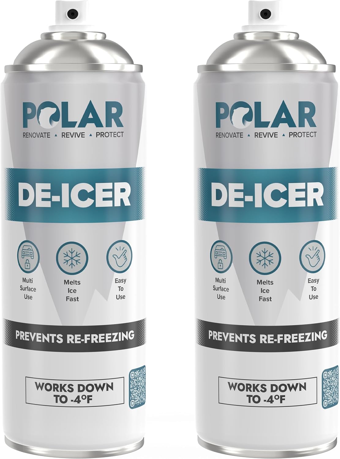 Polar De-Icer Spray for Car Windshield - 2 x 17 Fl Oz | Fast-Acting & Stops Re-Freezing | Instantly Melts Ice and Frost at −4°F | Spray Deicer for Car Windscreens, Mirrors, Headlights, Locks & Gates