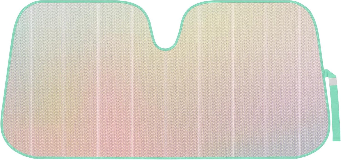 Iridescent Matte White Front Windshield Sunshade-Accordion Folding Auto Shade for Car Truck SUV-Blocks UV Rays Sun Visor Protector-Keeps Your Vehicle Cool- 58 x 27 in