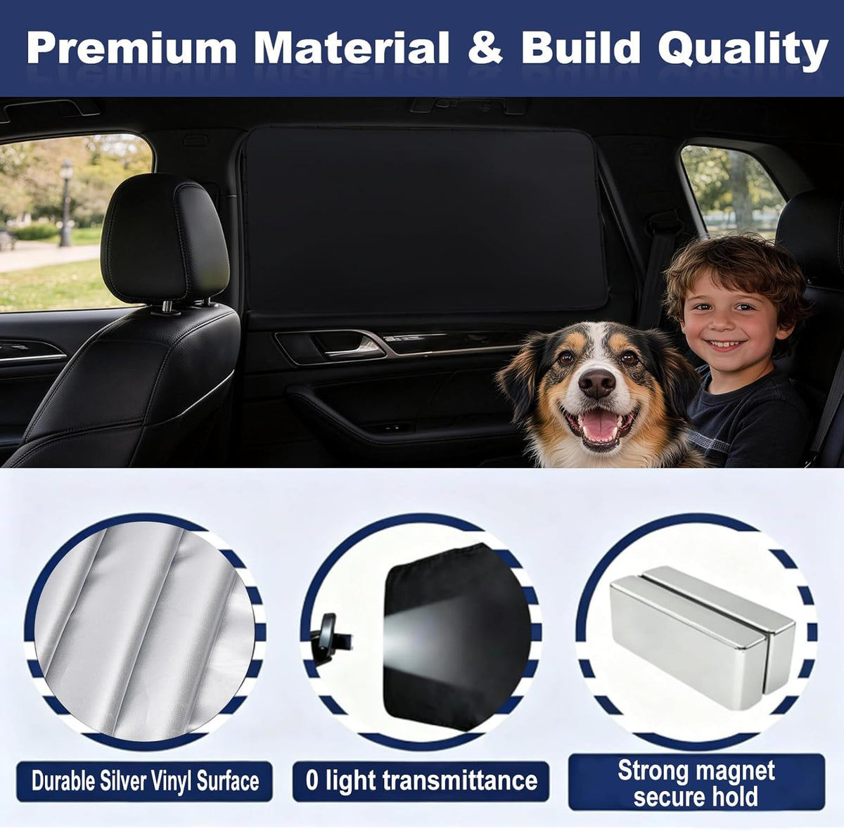 XCBYT Car Window Shades - 4 Pcs Car Privacy Curtains - 100% Block Light Car Window Covers - Magnetic Side Window Sun Shade Keeps Cooler for Breastfeeding, Taking a nap, Changing Clothes, Camping