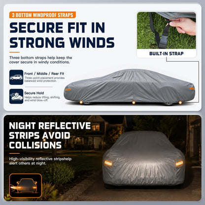 SUV Cover Waterproof All-Weather,Outdoor Full Exterior Automobiles SUV(Length 182-190 inch) with Windshield Sun Shade Universal Fit Toyota RAV4,CRV,Model Y,Q5,Size S2 (See SizeChart)