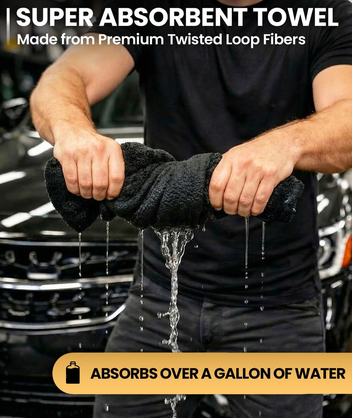 EVEO Car Drying Towel - (1300 GSM) XL Drying Towels Car Detailing - Car Microfiber Towel (36"x24") Microfiber Drying Towels for Cars Towels Drying, Car Wash Towels, No Scratch, Ultra Absorbent - Grey