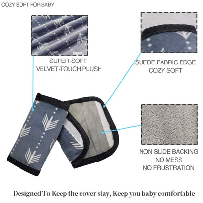 Car Seat Strap Covers for Baby Kids, Seat Belt Covers Strap Pads Cushion for boy Girl, Protect Neck and Shoulder rubbing, Anti-Slip Design, Universal for Stroller/Carrier/Pushchair Grey
