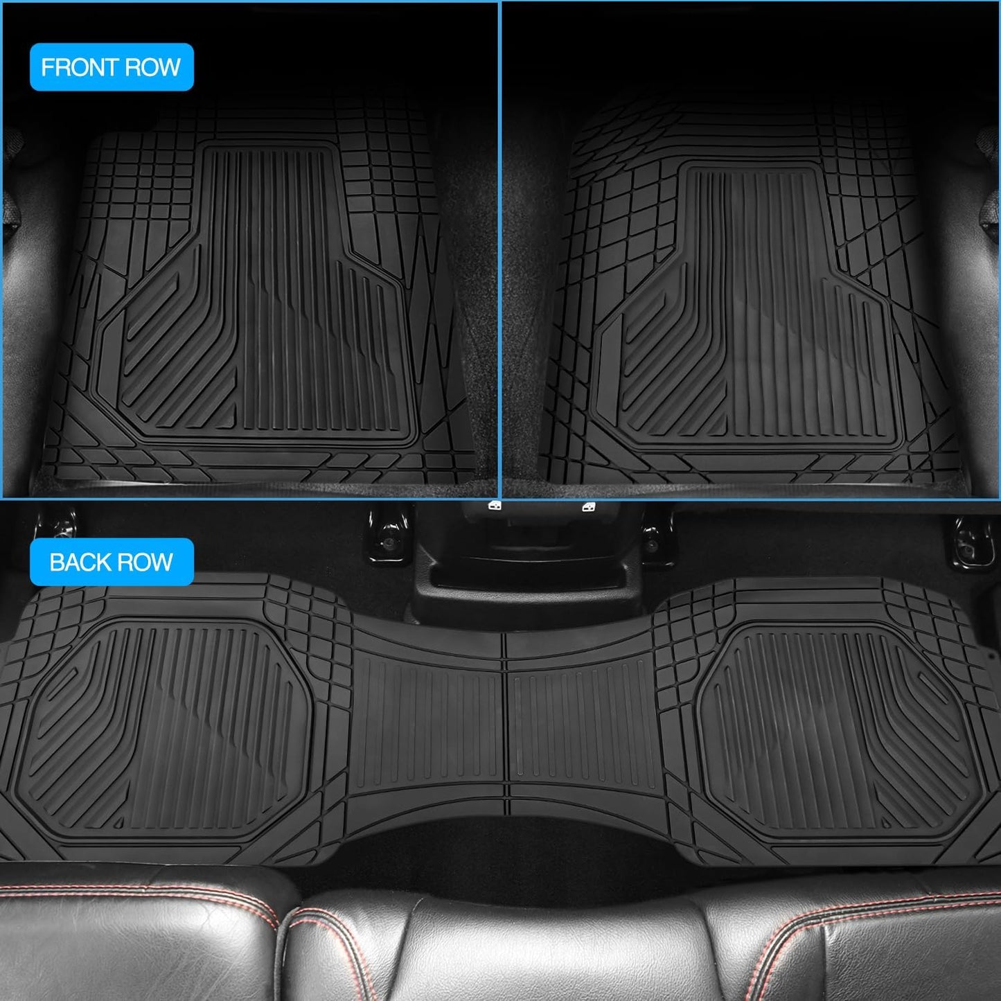 Nilight Rubber Cargo Mats for Cars Trucks SUVs,Universal Trim to fit for Most Vehicles,All Weather Protection Heavy Duty Cargo Liners