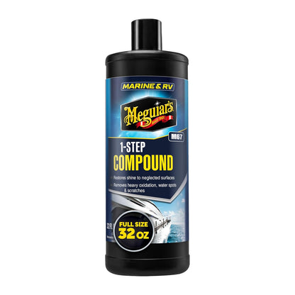 Meguiar's M6732 Marine/RV One Step Compound, Remove Oxidation, Stains, Scratches, and Water Spots, Restore the Color and Shine of Fiberglass Gel Coat Finishes, 32 Oz Bottle