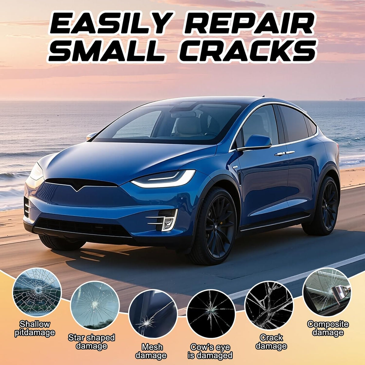 Windshield Crack Repair Kit for Chips and Cracks, 2026 New Glass Repair Liquid Glue, Quick Glass Repair Liquid, Auto Windshield Chip Glass Repair ToolsRepair Kit for All Crack Types(2pcs)